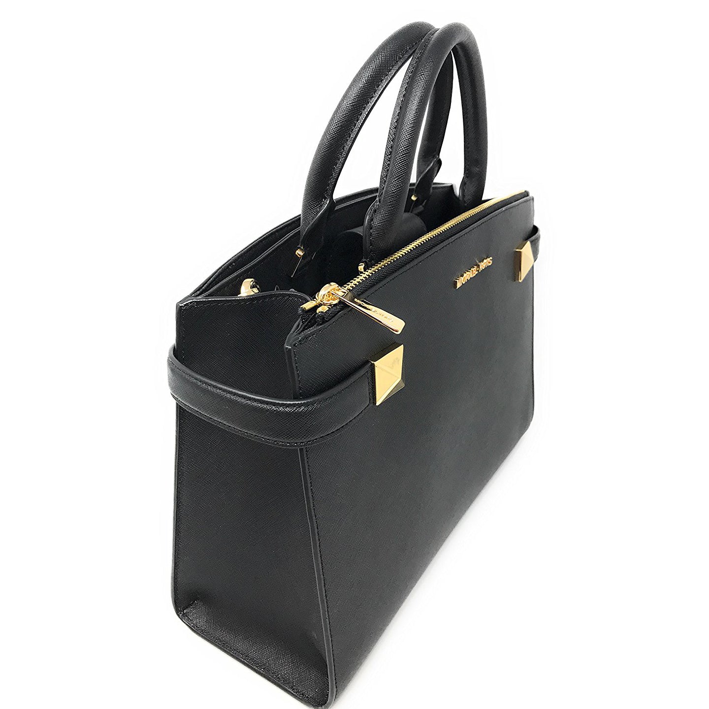 Michael Kors Karla Medium EW Leather Satchel Bag Black (35T8GKGS2L) –  Rafaelos