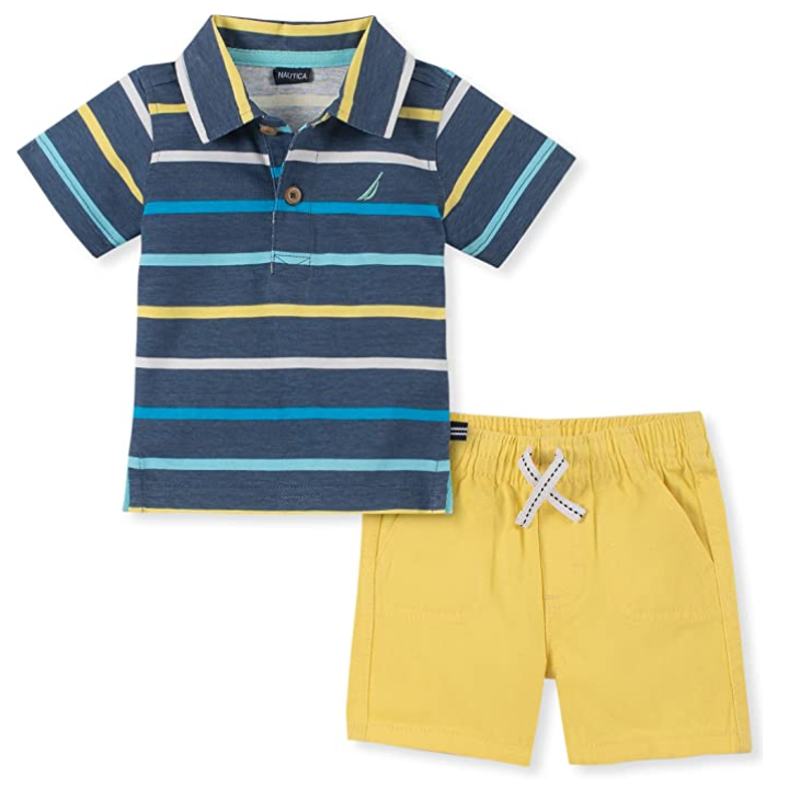 Nautica Boys 2 Pieces Polo Shorts Set Navy/Yellow (62G720270) – Rafaelos