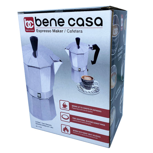 Bene Casa Portable Espresso Coffee Maker, 3 Cup, White