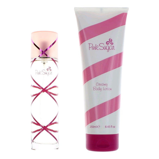 Pink Sugar by Aquolina 2pc Gift Set EDT 3.4 oz + Creamy Body Lotion 8.45 oz  for Women - ForeverLux