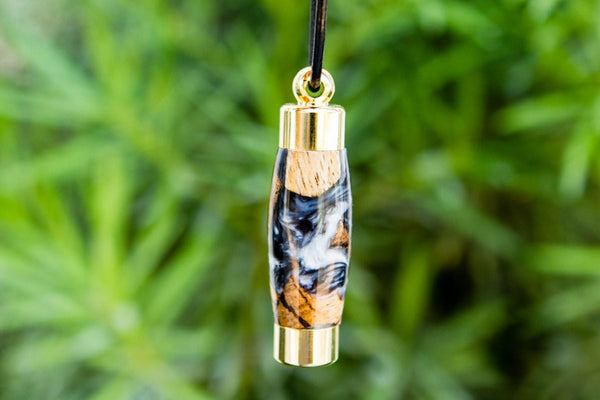 cremation ash jewelry for men - wood acrylic pendant