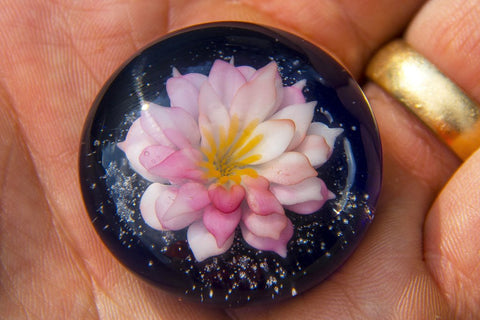 flower touchstone with cremation ash