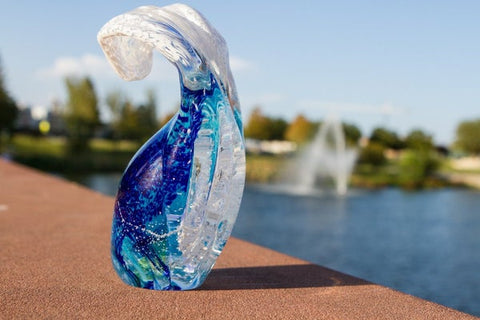 Ocean Wave Paperweight with Cremation Ash -  PAPERWEIGHT | $289.00