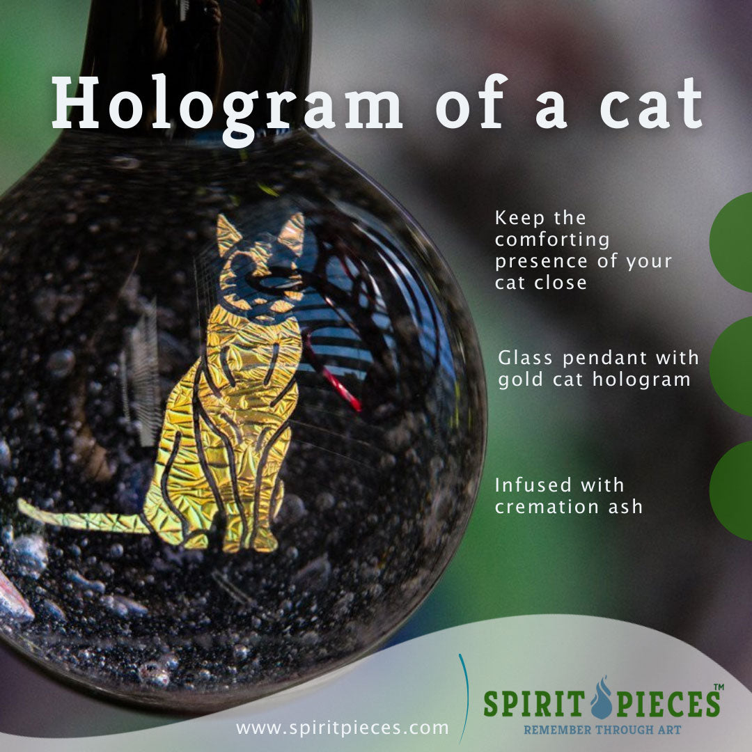 Cat Hologram Pendant with Infused Cremation Ash