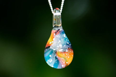 tie die pendant with ash