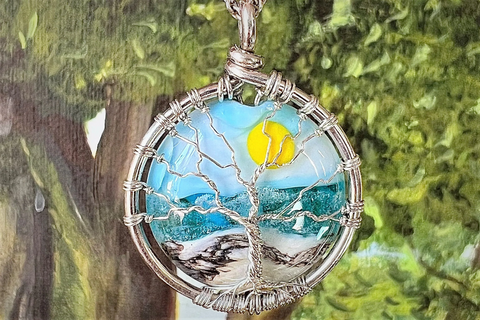 tree of life pendant with ashes from people dogs and cats