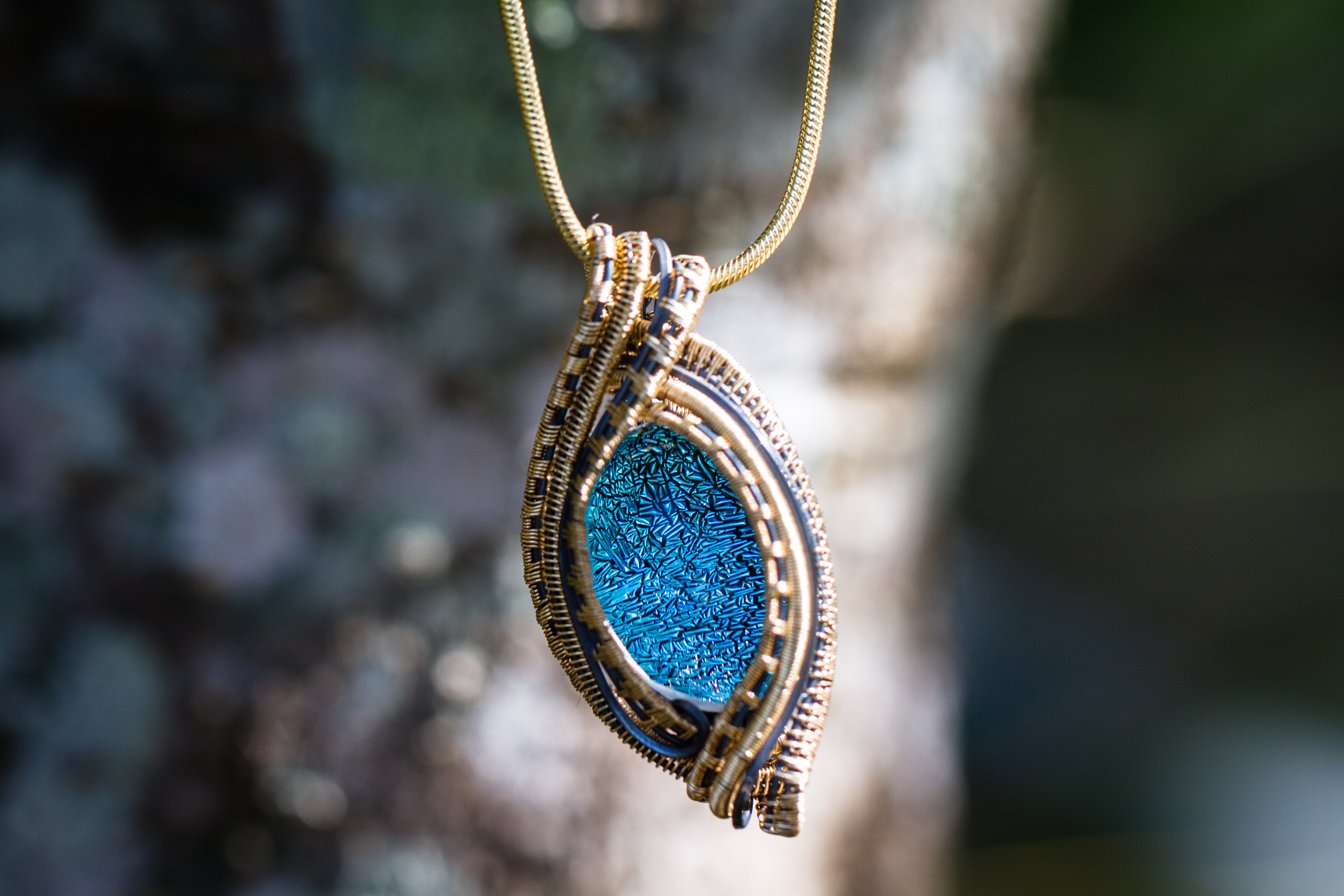 Golden Madison Sterling Silver & Gold Dichroic Glass Pendant with ...