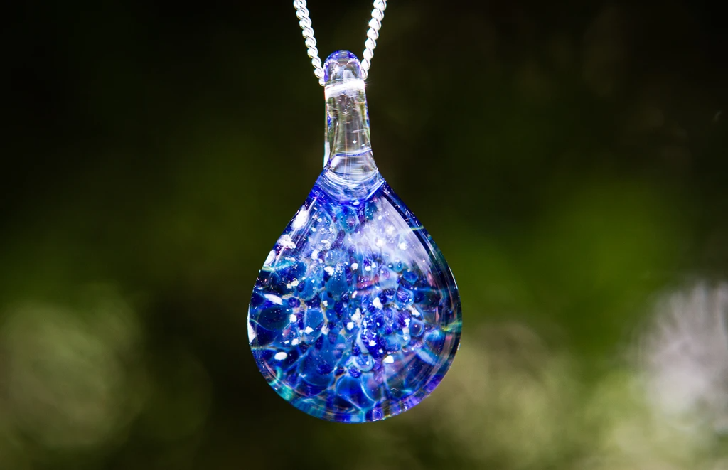 Blue Moon Teardrop Pendant with Infused Cremation Ash by Jonathan $114. ...