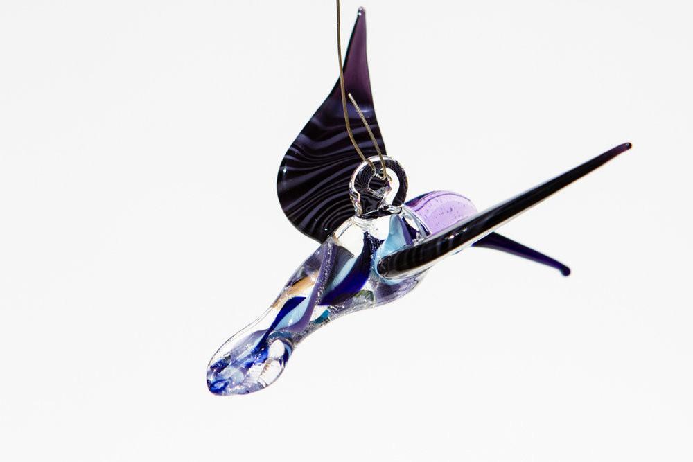 Blue and Purple Glass Hummingbird with Infused Ash - SUNCATCHER | $154.00