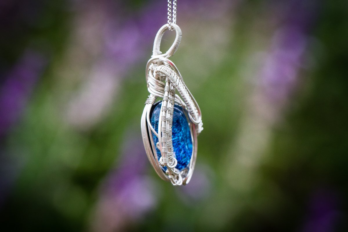 The Soho - Sterling Silver Wire Wrapped Dichroic Glass Pendant with ...