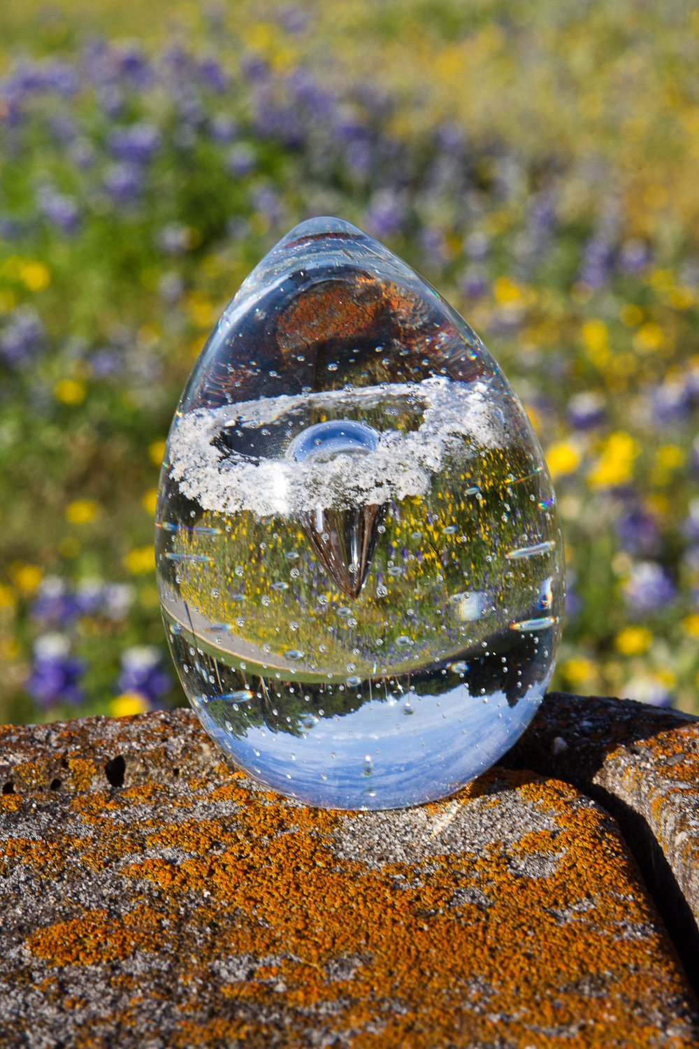 Clear Bubble Veiled Memorial Egg Paperweight With Ash In Glass By Chris 119 00 Spirit Pieces