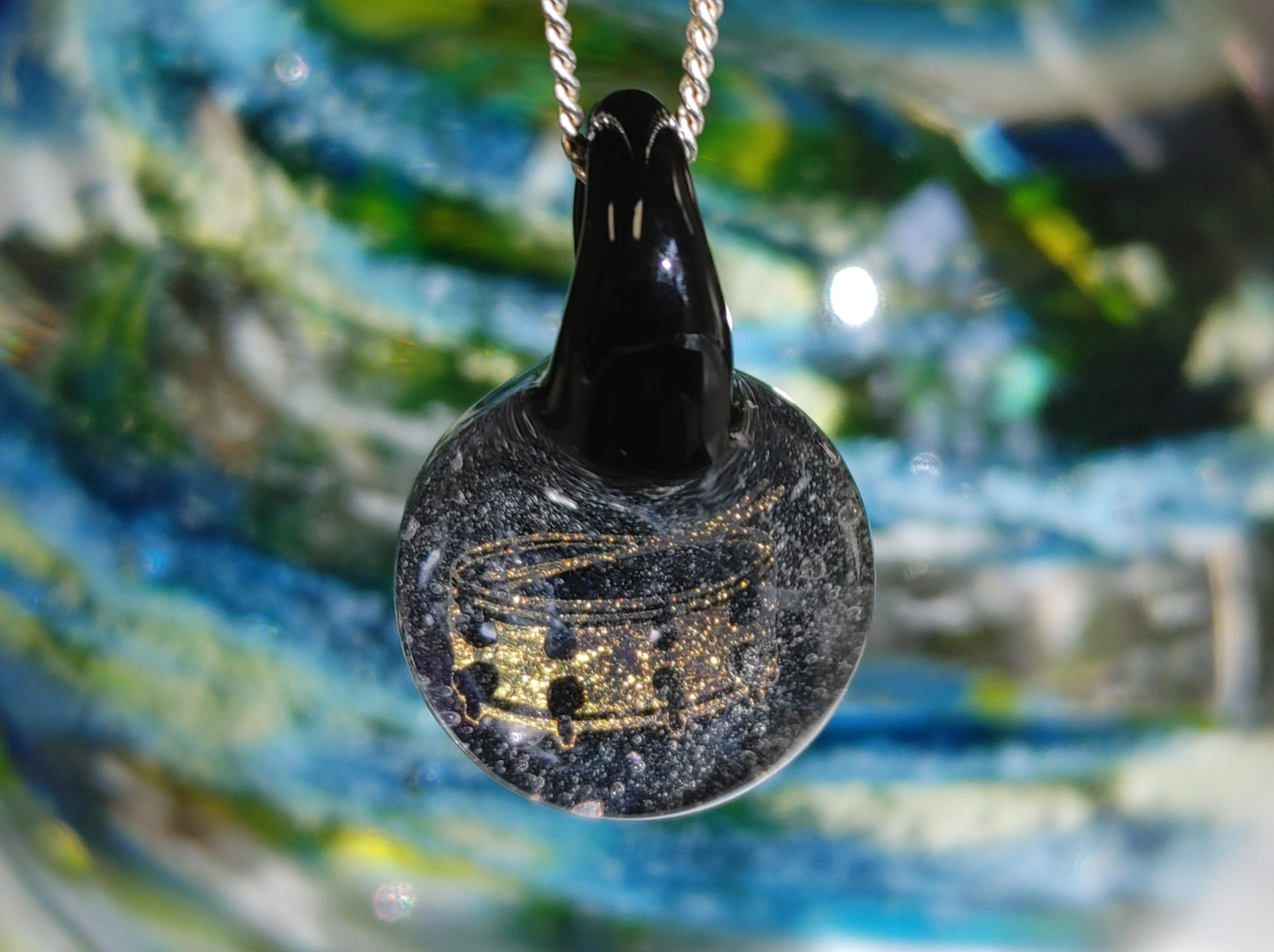 Drum Hologram Pendant with Infused Cremation Ash