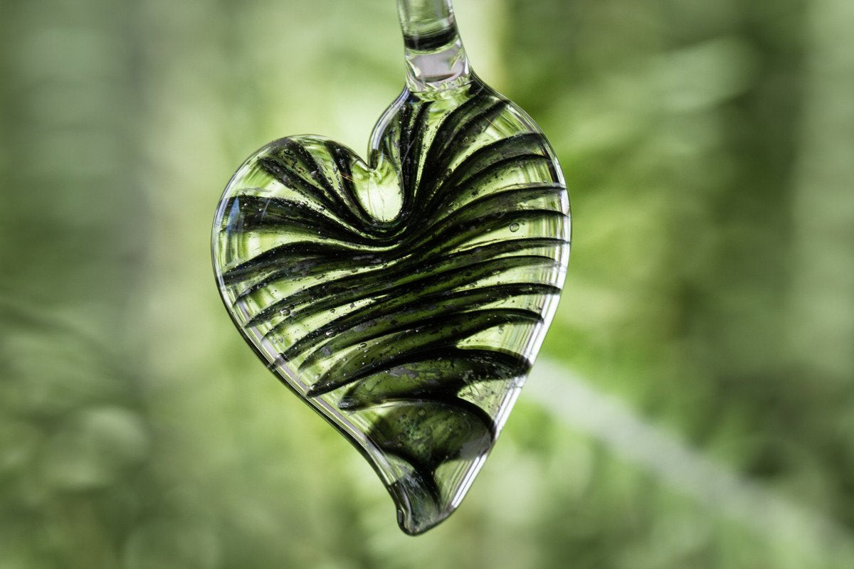 Glass Heart with Ashes  Soulbursts Cremation Glass Art