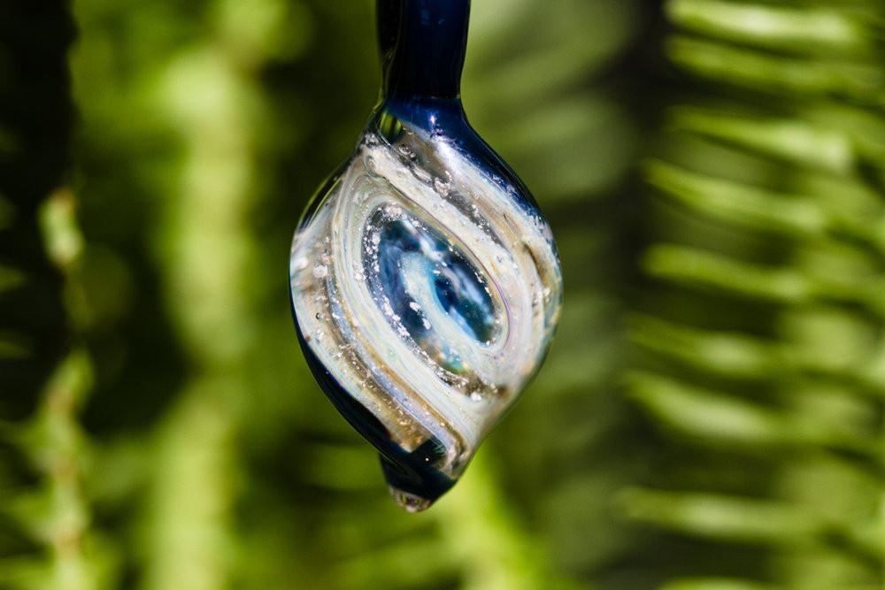 Blue Moon Teardrop Pendant with Infused Ash | Memorial Jewelry