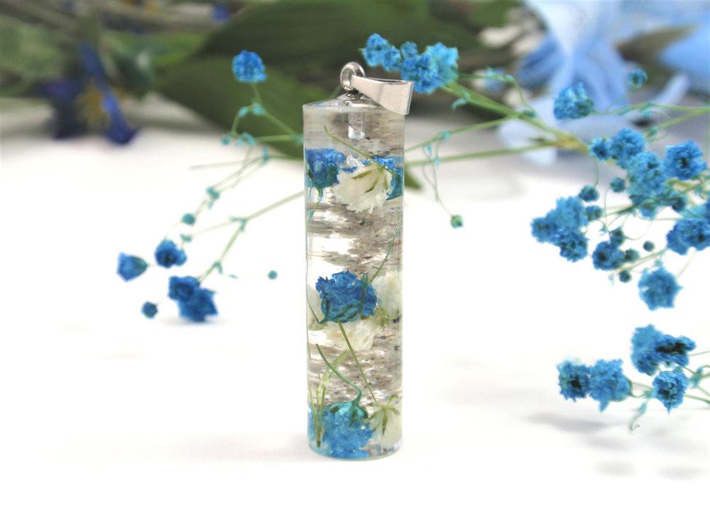 Terrarium Necklace with Infused Ashes and Baby&#39;s Breath Flowers - $99.00 |  Cremation Jewelry | Memorial Jewelry