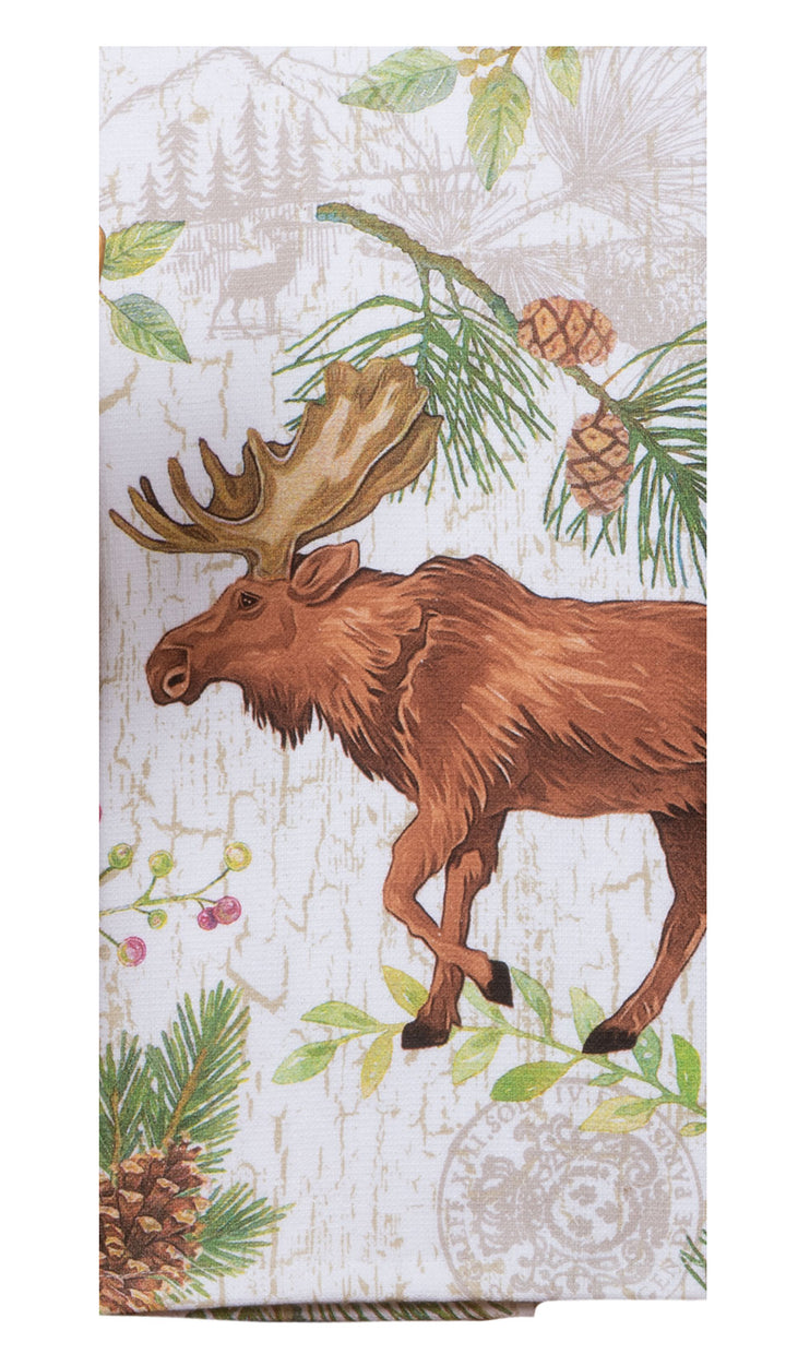 Set of 2 WOODLAND MOOSE & BEAR Terry Kitchen Towels by Kay Dee Designs 