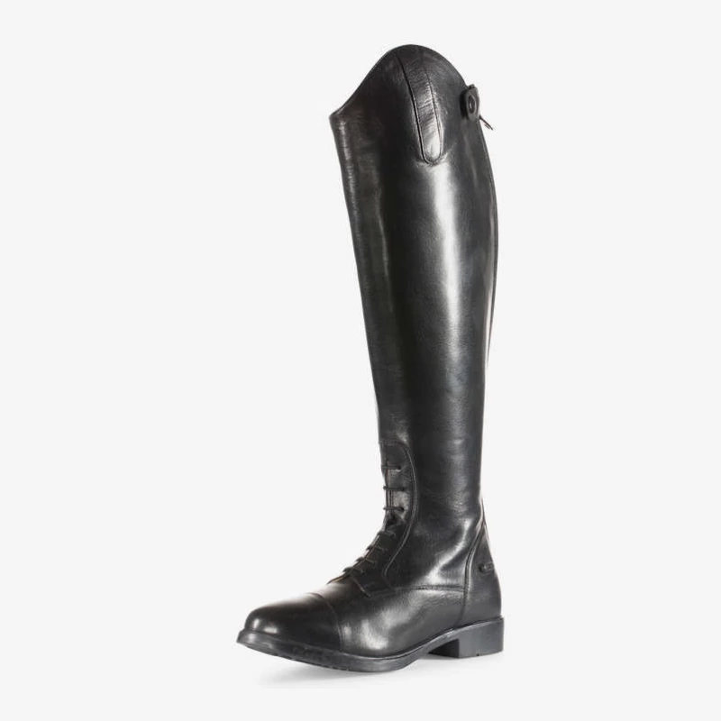 black leather field boots