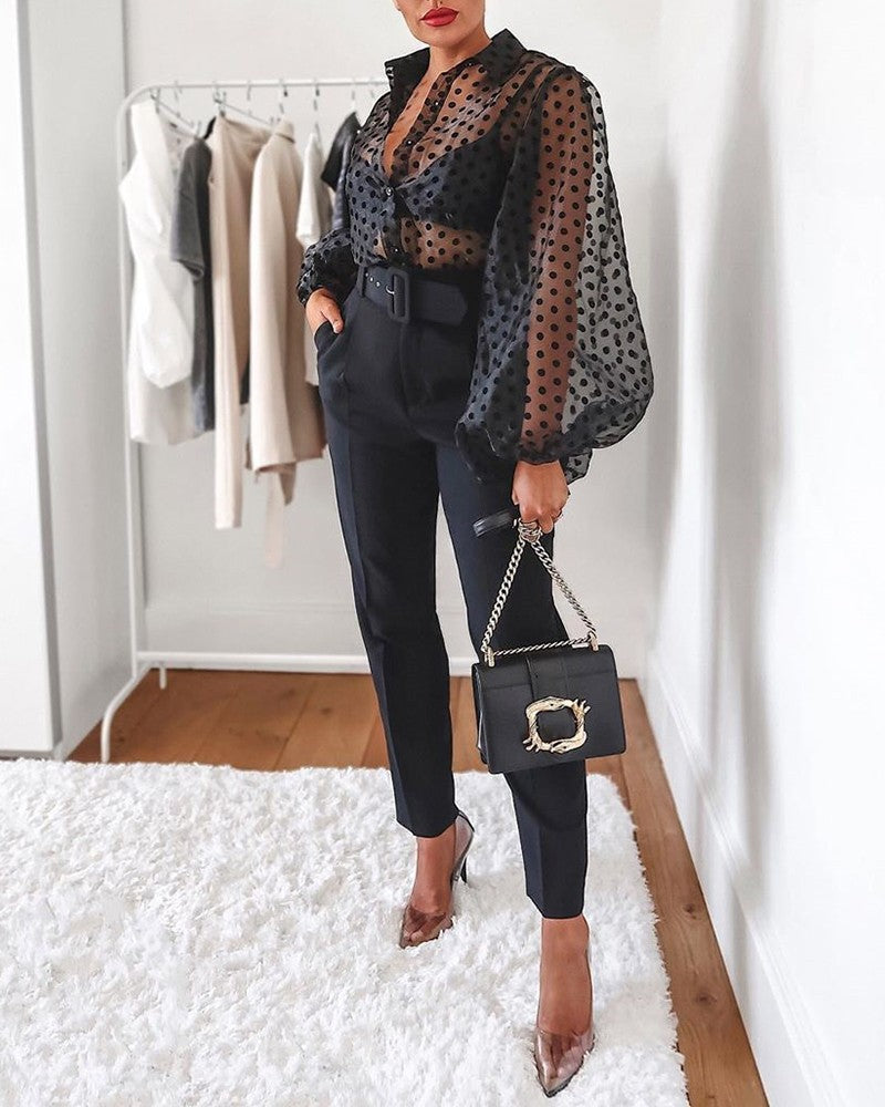 sheer long sleeve top outfit