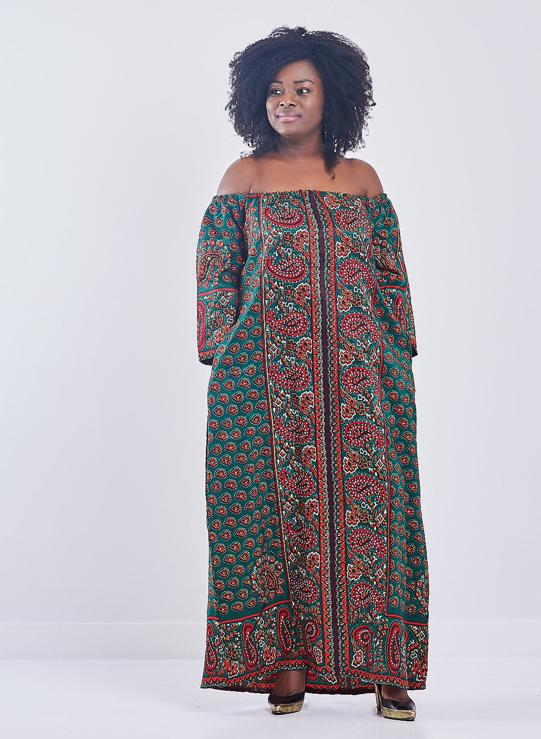 ankara off shoulder gown