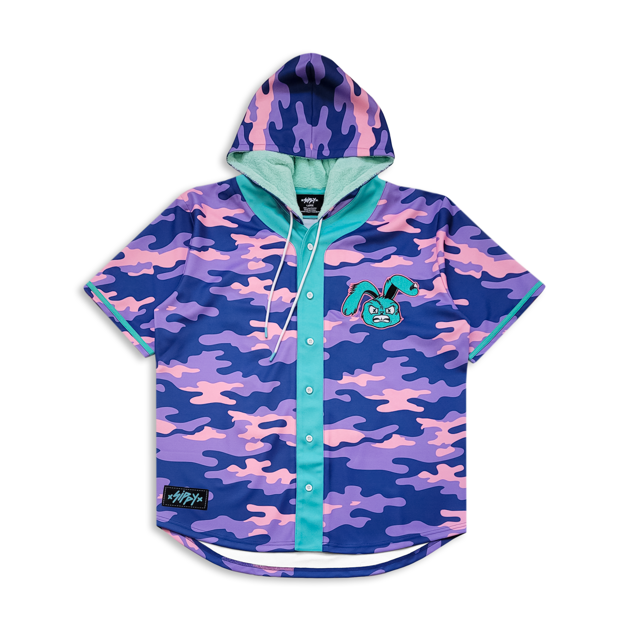 Sippy - Fluffy Bunny Hooded Baseball Jersey