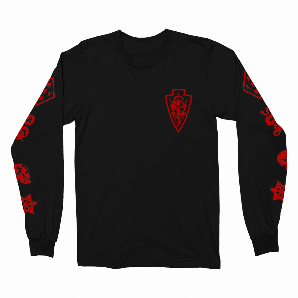 black shirt red print