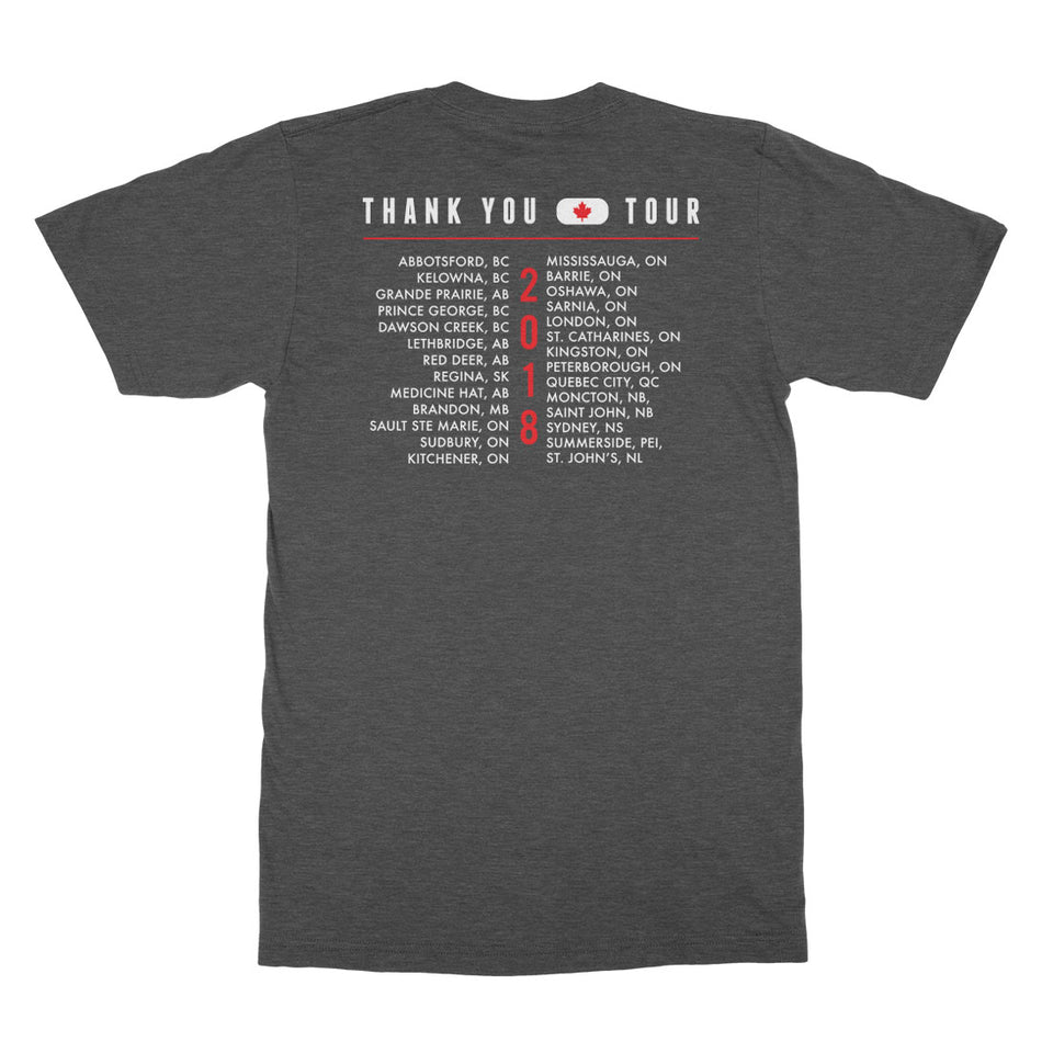 Thank You Canada Tour - Leaf Tee - Heather Charcoal – KT8 Merch Co.