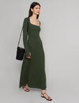 Long Sleeves Square Neck Maxi Dress