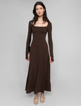 Long Sleeves Square Neck Maxi Dress