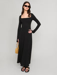Square Neck Long Sleeves Maxi Dress