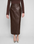 Yve Dark Brown Leather Skirt-bestseller