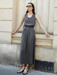 Grey Silky Full Maxi Skirt