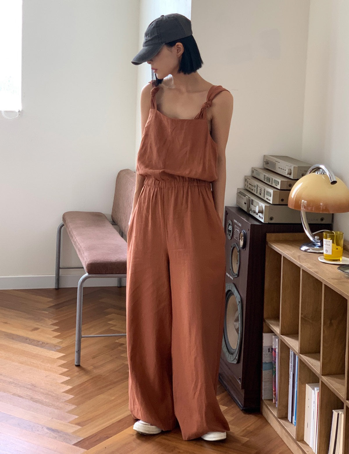 Shoulder Knot Wide Leg Jumpsuit