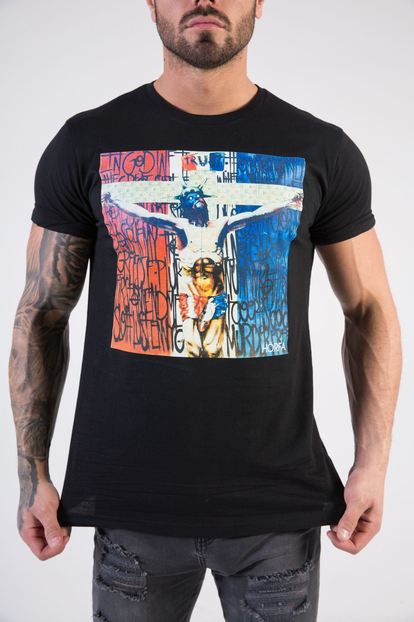 religion muscle fit t shirt