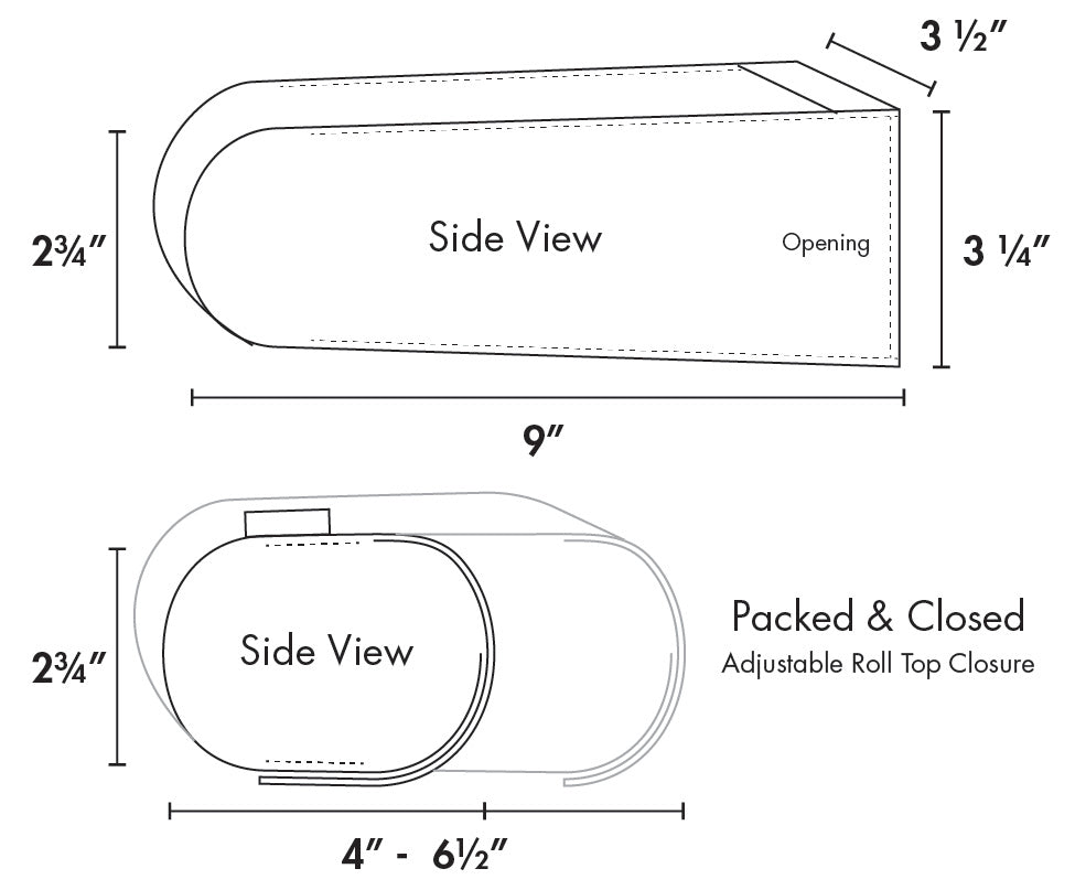 saddle bag and frame bag dimensions packed and unpacked