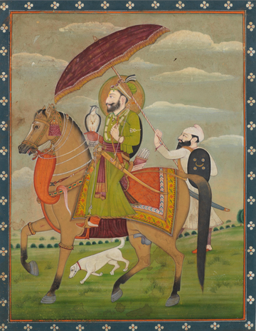 Guru Gobind Singh Ji on Horseback with Falcon Painting For Sale – Sikhexpo