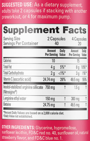 PERFORMIX SUPERCHARGED PUMP RED Nutrition label