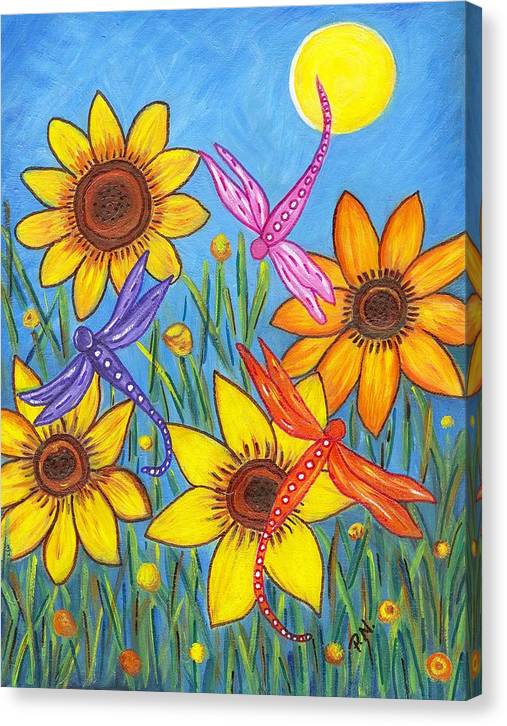 Sunflowers and Dragonflies Canvas Print – Art de Joulie