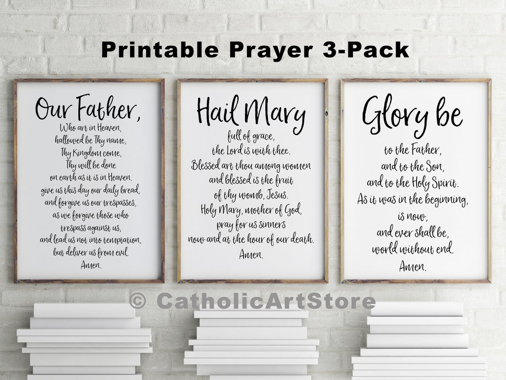 Our Father Hail Mary Glory Be Printable 3 Prayer Pack Catholic Catholic Art Store