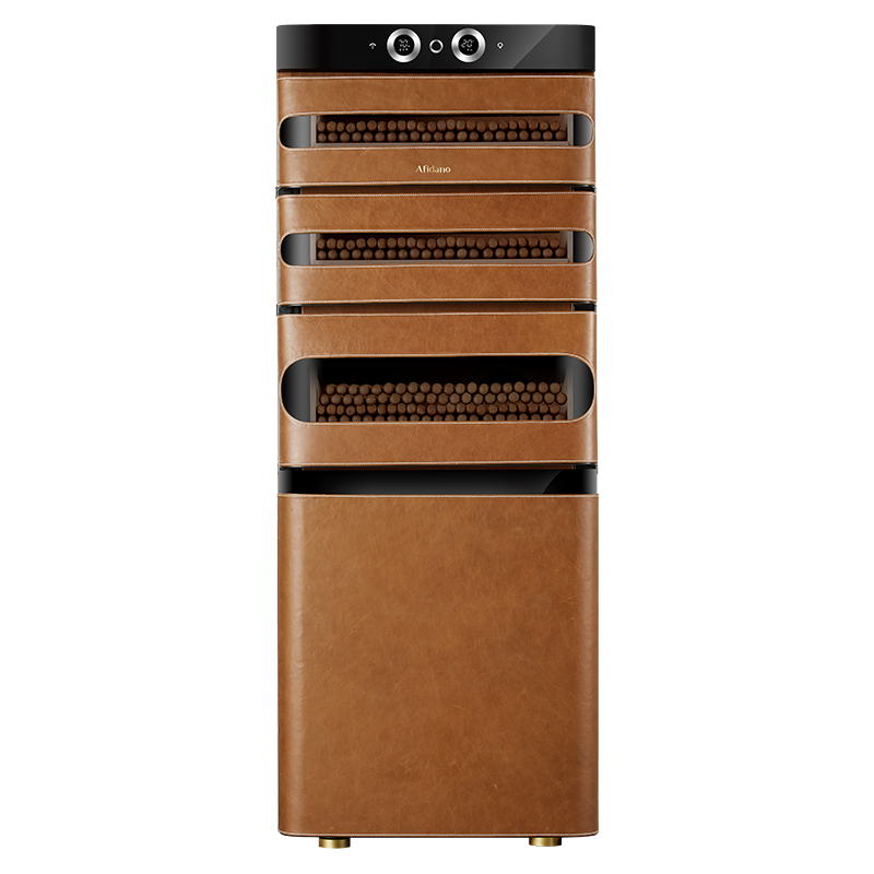 Afidano 5.3 cu.ft Genuine Leather Cigar Humidor with Precise Temperature and Humidity Control