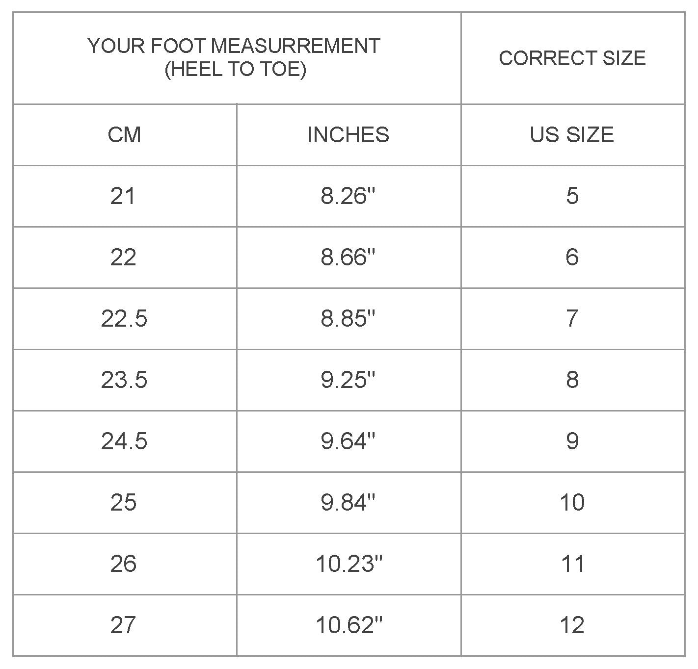 SHOE SIZE CHART UPDATE – Liberté Leather