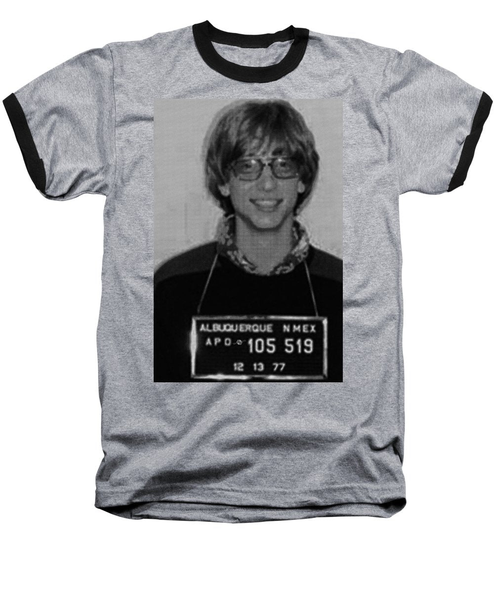 Bill Gates Mug Shot Vertical Black And White - Baseball T-Shirt Rubino Creative Fine