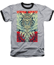 Rubino Zen Owl Blue - Baseball T-Shirt Baseball T-Shirt Pixels Heather / Black Small 