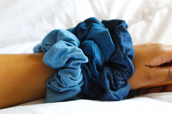 Blue Denim Hair Scrunchie - Medium I The Enchanted Magnolia