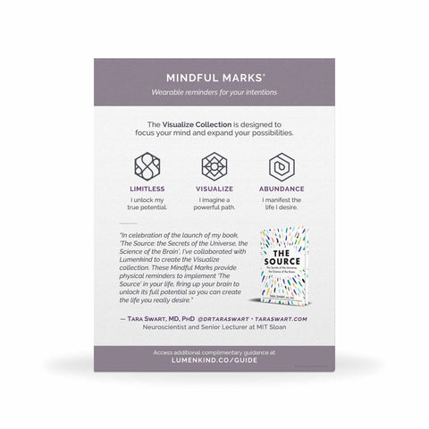 Mindful Marks — The Source insert included with each pack, showing each of the 3 mindful mark intentions.