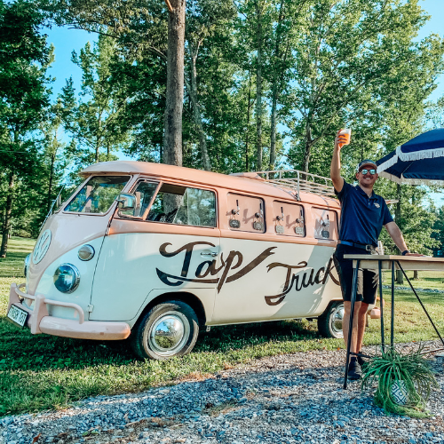 Located in North Georgia, our pink 1960 type 2 T1 Volkswagen Bar Bus is ready to bring peace, love, and of course taps to any celebration.