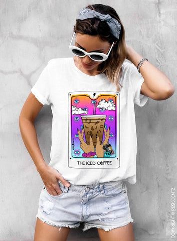 Download The Iced Coffee Tarot Card T Shirt Unisex Dri Fit T Shirt Resisdentz