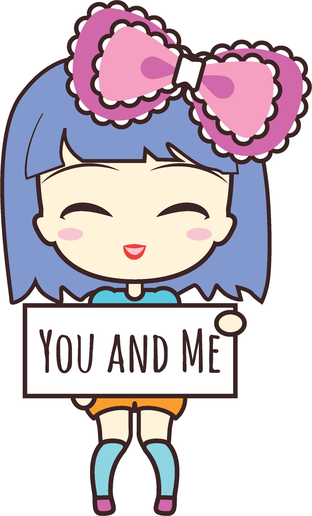 Adorable Cute Japanese Kawaii Girl Cartoon Emoji 2 Vinyl Decal Sticke