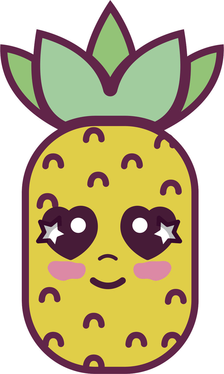 Adorable Girly Kawaii Pineapple Cartoon Emoji #2 Vinyl Decal Sticker ...