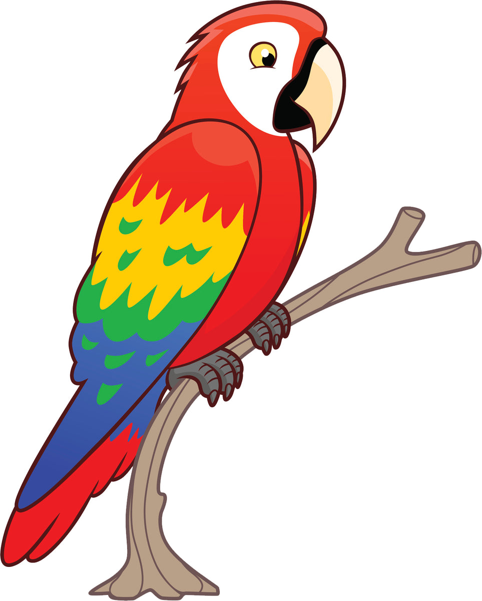 Cool Perched Rainbow Macaw Parrot Bird Cartoon Vinyl Sticker – Shinobi ...