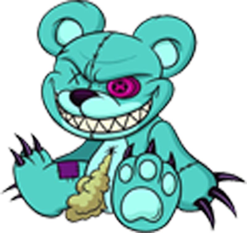 Creepy Teal Evil Possessed Teddy Bear Cartoon Vinyl Decal Sticker ...